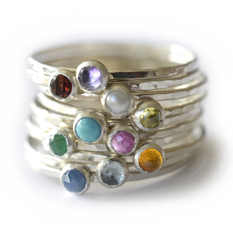 Silver gemstone sale rings