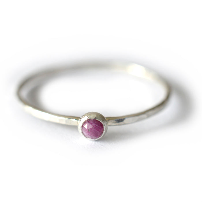 Silver Rose Cut Gemstone Ring