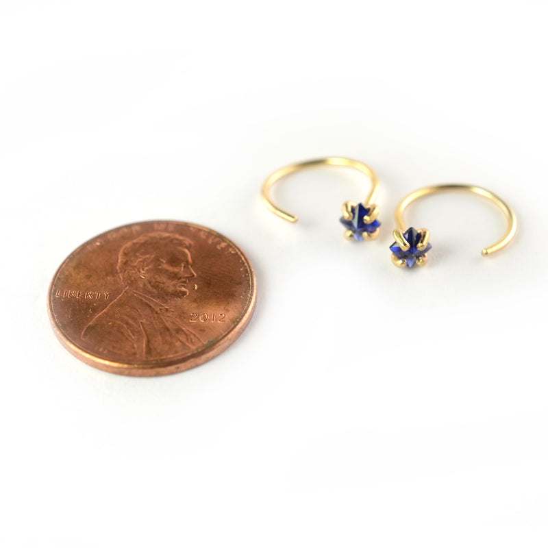 Blue Sapphire Ear Huggers by Aquarian Thoughts Jewelry