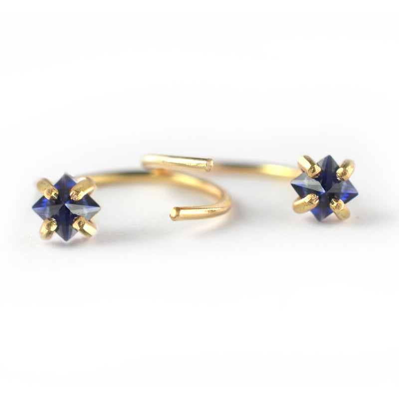 Blue Sapphire Ear Huggers by Aquarian Thoughts Jewelry