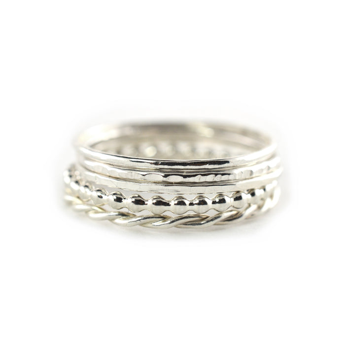 Silver Beaded Stacking Ring