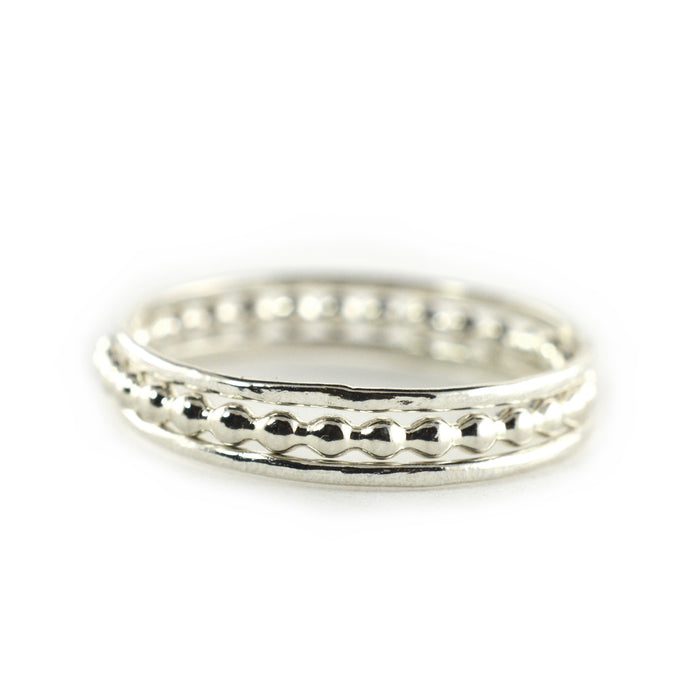 Silver Beaded Stacking Ring