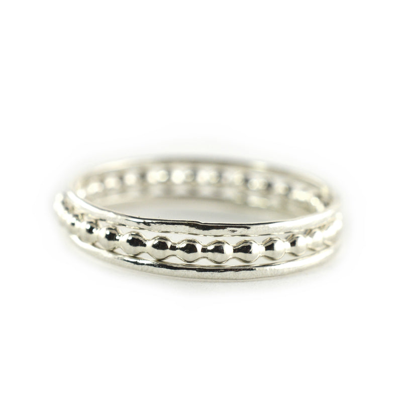 Silver Beaded Stacking Ring