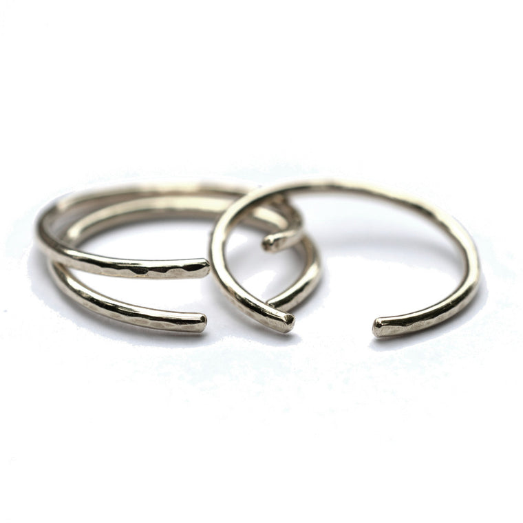 Silver Hammered Cuff Rings