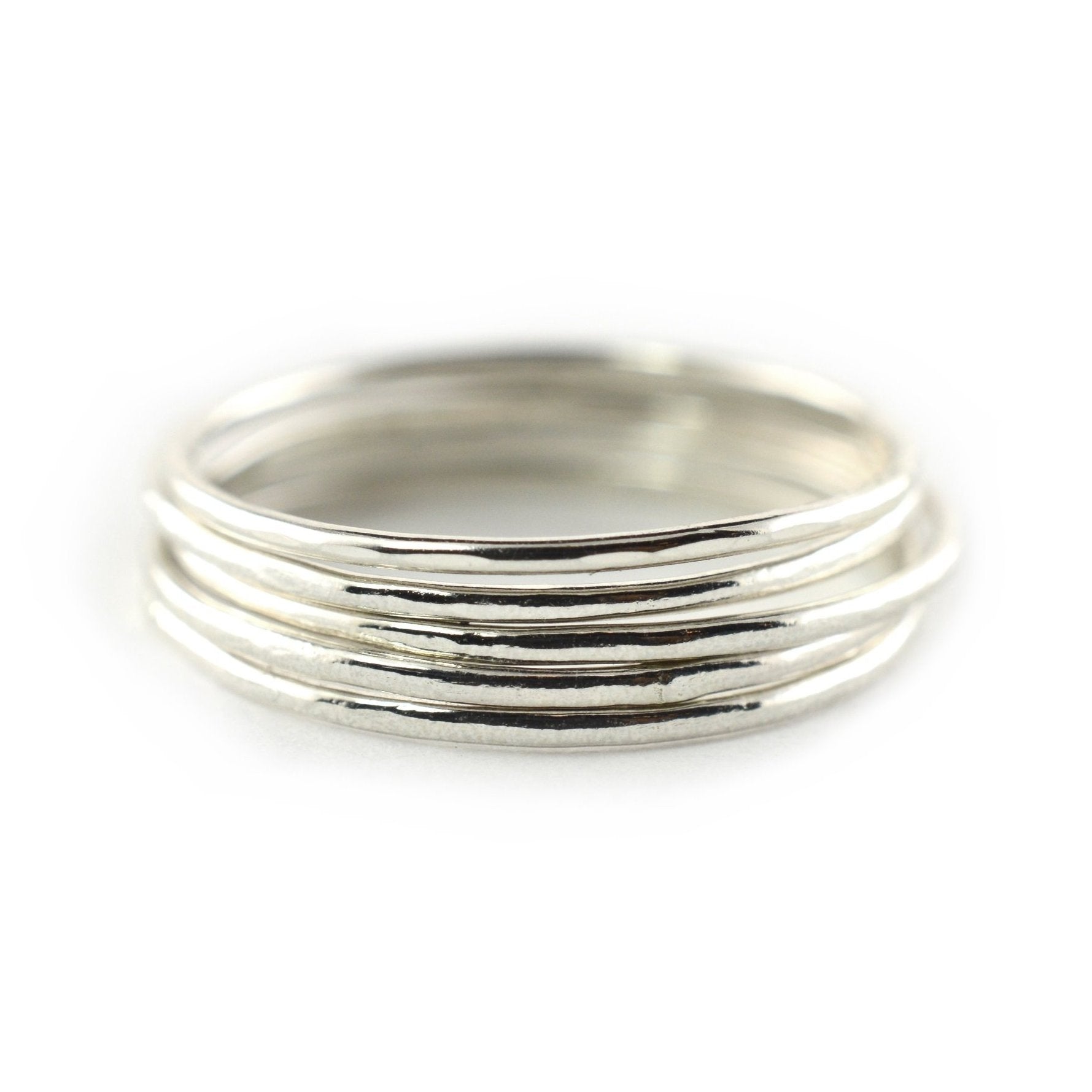 Skinny Silver Ring Threads - Set of 5