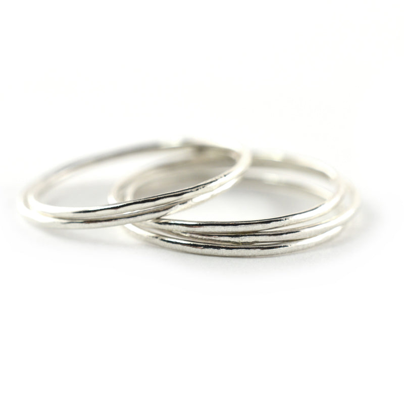 Skinny Silver Ring Threads - Set of 5