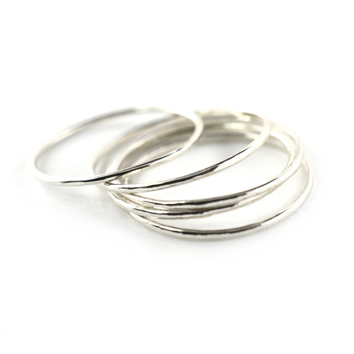 Skinny Silver Ring Threads - Set of 5