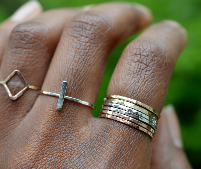 Mixed Metal Stackable Ring Set of 6