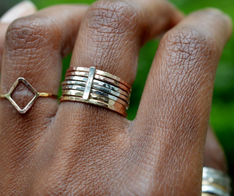 Mixed Metal Stackable Ring Set of 6