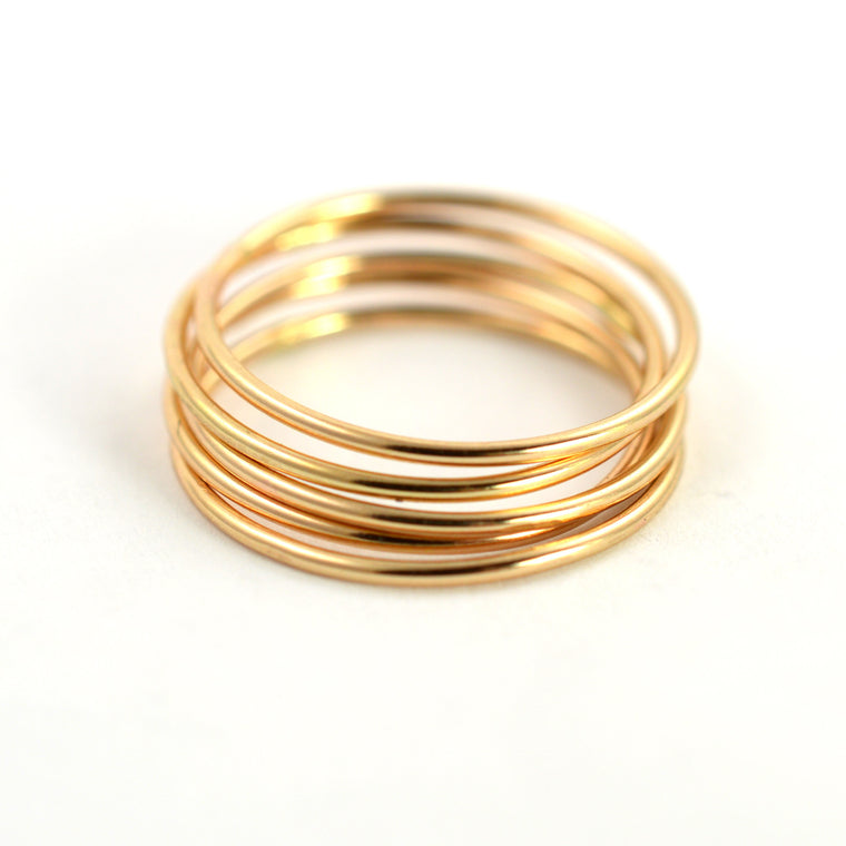 Skinny Gold Ring Threads - Set of 5