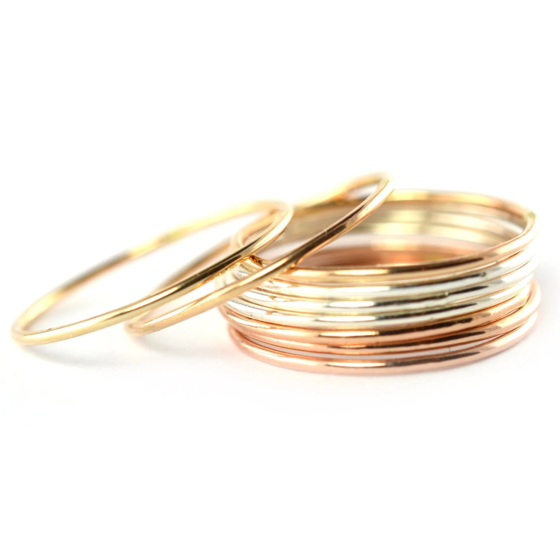Gold Plated 5 Piece Pearl Heart Circle Plain Ring Set – Vembley
