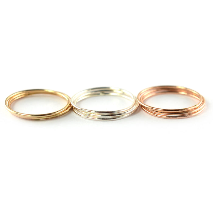 Skinny Rose Gold Ring Threads - Set of 5