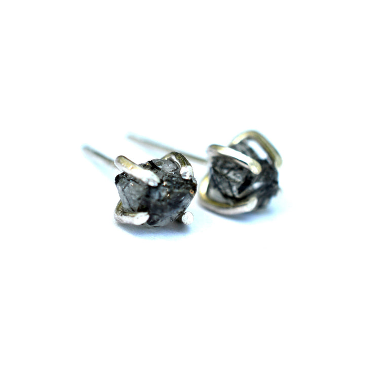 Tourmalinated Quartz Stud Earrings