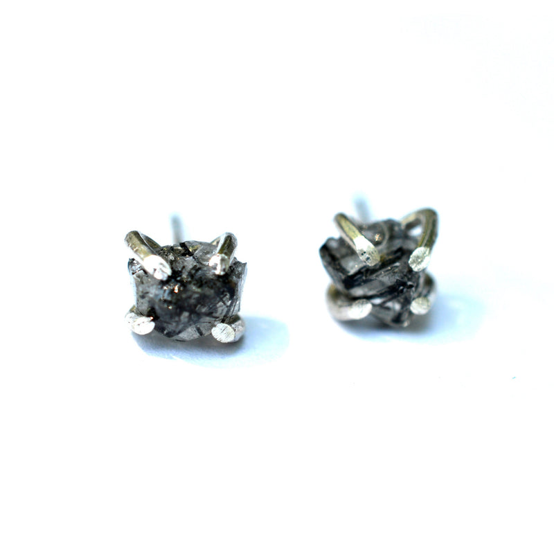 Raw stone earrings, tourmaline stud earrings, aquarian thoughts jewelry